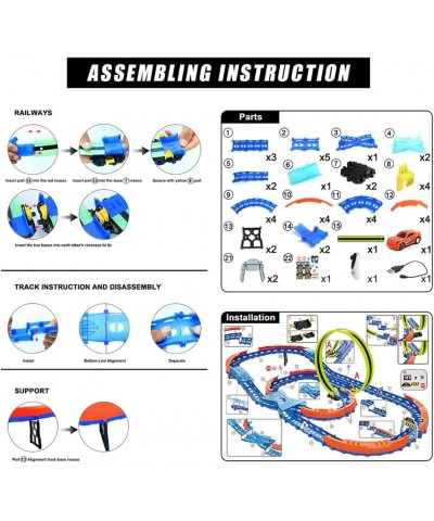 Race Car Track Set Assembled Car Track Toys with 46 Pcs Building Kits High Speed Glow Race Car Track Set with 360° Loop X-Typ...