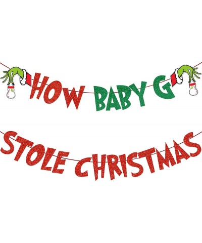 How The Baby G Stole Christmas Banner Christmas Baby Shower Decorations Grinch Baby Shower Decorations Christmas Grinch Baby ...