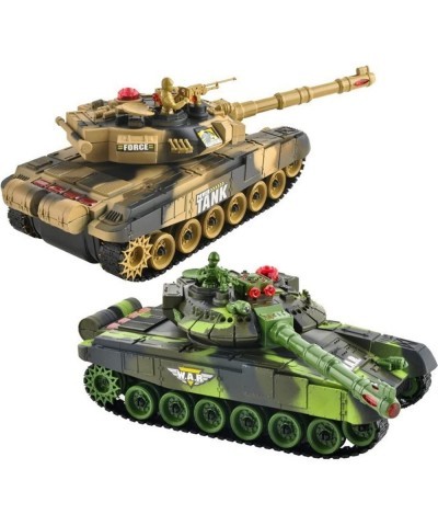 Remote Control Fighting Tanks Set 1:14 Scale Life Indicators Realistic Sounds and Lights Set of 2 RC Radio Control Gaming Mil...