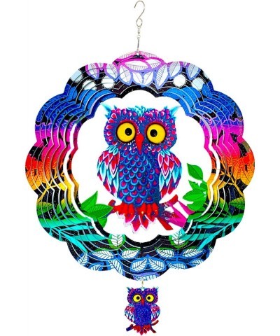 Wind Spinners - Owl Wind Spinner with Bonus Keychain Pendant. 12 inch Wind Spinner. Hanging Wind Spinners for Yard and Garden...