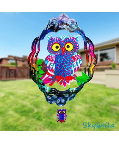 Wind Spinners - Owl Wind Spinner with Bonus Keychain Pendant. 12 inch Wind Spinner. Hanging Wind Spinners for Yard and Garden...