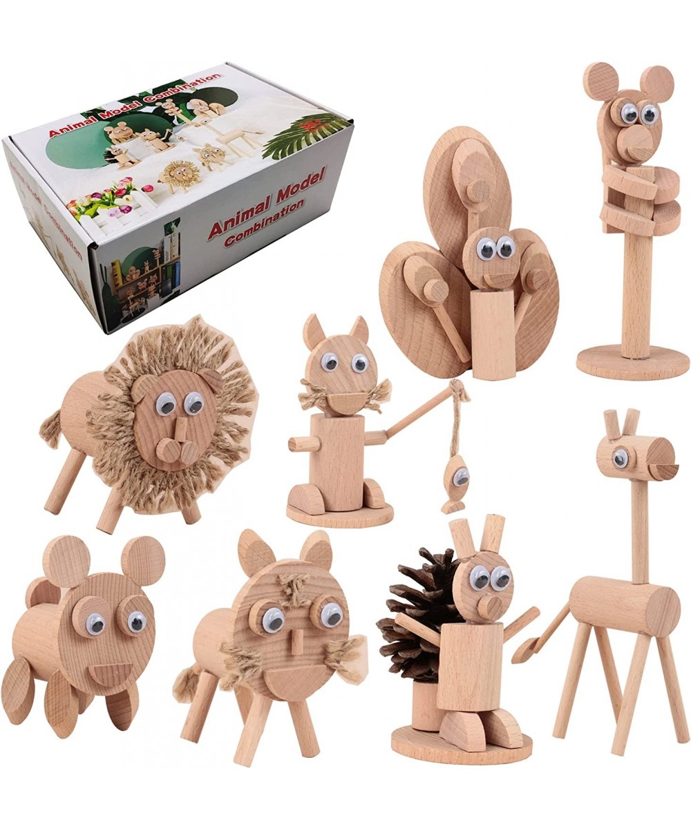 DIY Wooden Animal Toys - Model Toy Set with 8 Small Animal Figures for Arts & Wood Crafts for Kids Projects with Glue Gun 2 G...