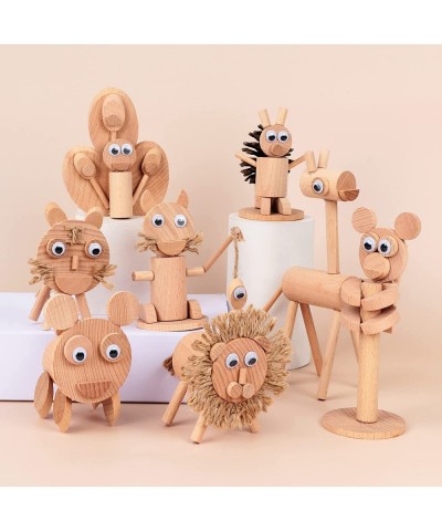 DIY Wooden Animal Toys - Model Toy Set with 8 Small Animal Figures for Arts & Wood Crafts for Kids Projects with Glue Gun 2 G...