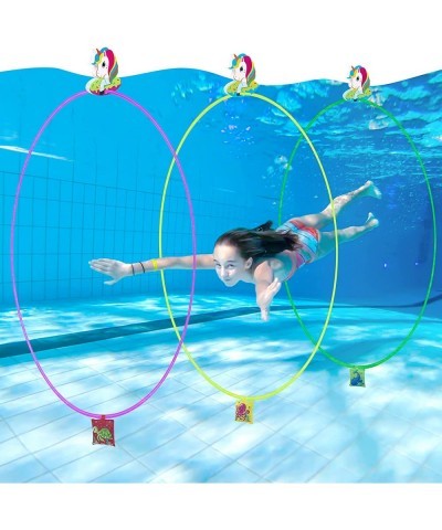 15PCS Pool Toys Games for Kids Ages 13 Adults - 5PCS Diving Swim Through Rings + 5PCS Unicorn Buoys + 5PCS Sand Bags Accessor...