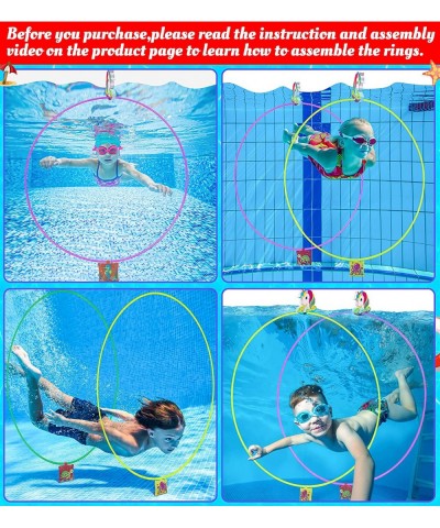 15PCS Pool Toys Games for Kids Ages 13 Adults - 5PCS Diving Swim Through Rings + 5PCS Unicorn Buoys + 5PCS Sand Bags Accessor...