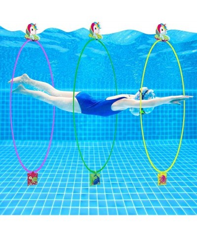 15PCS Pool Toys Games for Kids Ages 13 Adults - 5PCS Diving Swim Through Rings + 5PCS Unicorn Buoys + 5PCS Sand Bags Accessor...