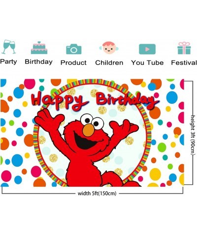 Elmo Backdrop for Birthday Party Supplies 5x3ft Cartoon Banner for Street Party Decorations black One Size $23.36 Kids' Party...