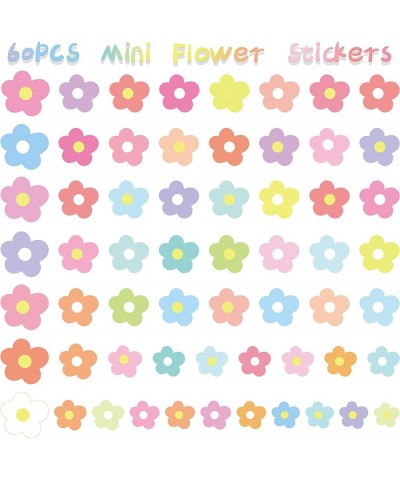 60PCS Mini Flower Stickers for Scrapbooking Mini Flower Shapes Stickers for Water Bottle Kids Self-Adhesive Flower Arts Craft...