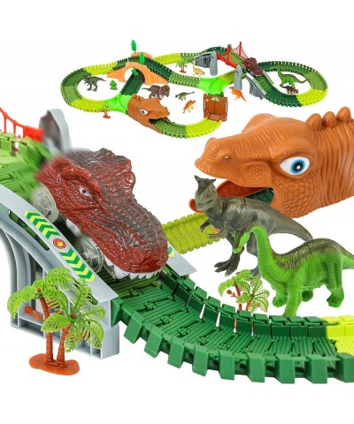 Dinosaur Race Track Toys - 284pcs Lengthen Flexible Track Toys with Dinosaur Race Car Create a Dinosaur World Road Race for 3...