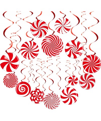 72 PCS Christmas Hanging Swirls Christmas Party Decorations Christmas Candy Hanging Swirl Garland Red Candy Cutouts for Chris...