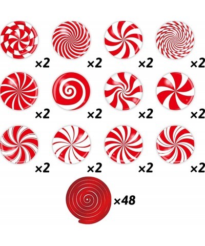 72 PCS Christmas Hanging Swirls Christmas Party Decorations Christmas Candy Hanging Swirl Garland Red Candy Cutouts for Chris...