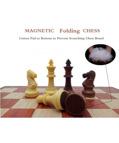 Chess Set Wooden Magnetic Chess 15 Inch Travel Chess Set with Folding Chess Board Travel Board Games Professional Chess Piece...