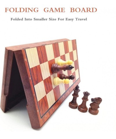 Chess Set Wooden Magnetic Chess 15 Inch Travel Chess Set with Folding Chess Board Travel Board Games Professional Chess Piece...