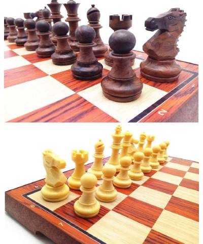 Chess Set Wooden Magnetic Chess 15 Inch Travel Chess Set with Folding Chess Board Travel Board Games Professional Chess Piece...