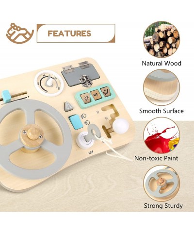 Busy Board for Toddlers Montessori Steering Wheel Driving Toy Wooden Sensory Toys Preschool Learning Activities for Fine Moto...