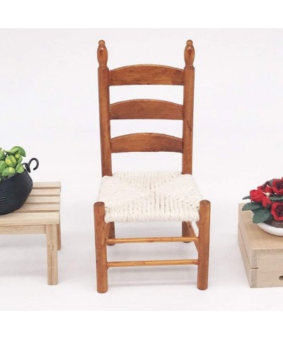 1:12 Wooden Dollhouse Chair Miniature Chair Simulation Portable Vintage for Doll Lovers(Red Brown) $22.36 Dollhouse Accessories