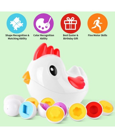 Chicken Toddler Toys - Egg Toys Shape Sorter with 8 Eggs & 2 Chicks | Easter Sensory Learning Fine Motor Skills Toys Gifts fo...