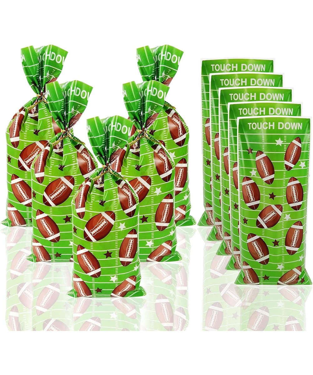 Football Party Cellophane Bags 100 Pcs Treat Candy Cello Bags Football Field Goodie Bags Football Theme Gift Plastic Bags wit...