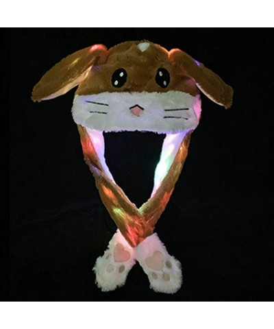 Womens Plush Fun Rabbit Hat Ear Jumping Hat Cute Warm Hats Cap LED Light Cosplay Holiday Party Hats Costume Headwear $24.56 K...