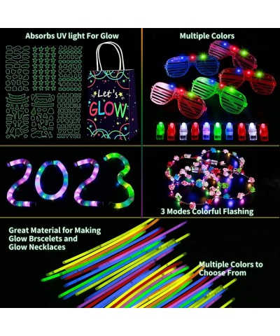 131 Pcs Valentine's Day Party Favors Glow in the Dark Party Supplies with 5 Flashing Glasses/100 Glow Sticks/10 Led Finger Li...