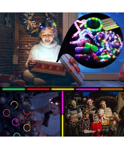 131 Pcs Valentine's Day Party Favors Glow in the Dark Party Supplies with 5 Flashing Glasses/100 Glow Sticks/10 Led Finger Li...