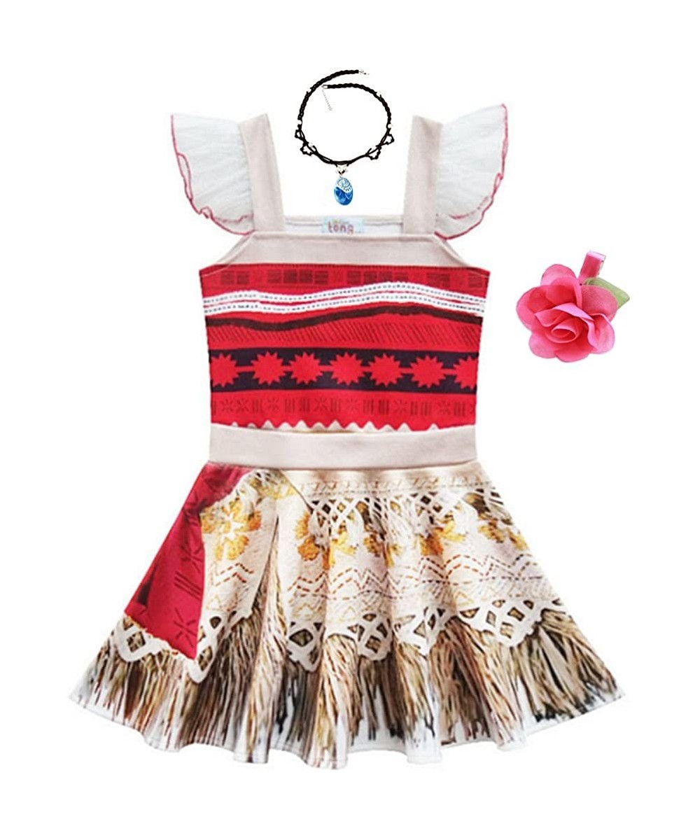 Toddler Little Girls Princess Dress Outfit with Ruffle Sleeve for Moana Cosplay Costume Party Dress up $30.73 Kids' Costumes