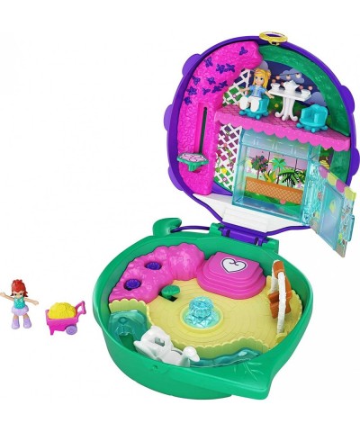 Pocket World Lil’ Ladybug Garden Compact with Fun Reveals Micro Polly and Lila Dolls Wheelbarrow with Flowers and Sticker She...