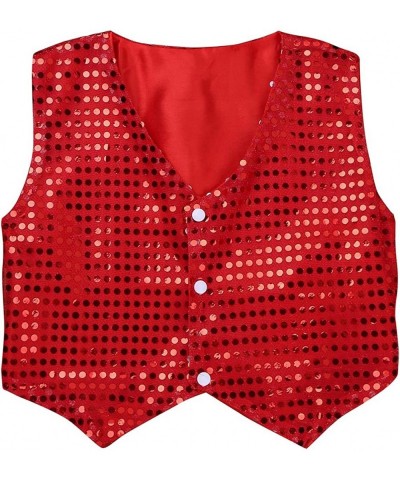 Kids Boys Shiny Party Costume Vests Sequins Waistcoat for Hip-hop Jazz Dance Stage Performance $15.34 Kids' Costumes