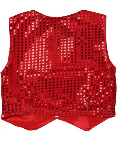 Kids Boys Shiny Party Costume Vests Sequins Waistcoat for Hip-hop Jazz Dance Stage Performance $15.34 Kids' Costumes