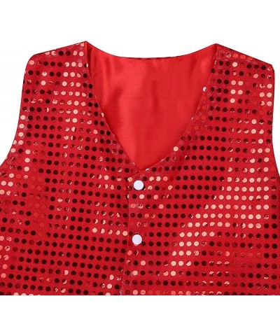 Kids Boys Shiny Party Costume Vests Sequins Waistcoat for Hip-hop Jazz Dance Stage Performance $15.34 Kids' Costumes