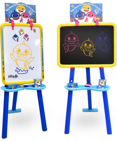 Baby Shark Standing Art Easel for Kids Toddler Drawing Dry Erase Magnetic Whiteboard Chalkboard Accessories and Tissue Pack (...