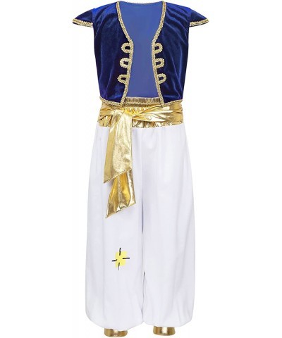 Kids Boys Halloween Cosplay Outfits Arabian Prince Costume Cap Sleeve Top with Pants Two Piece Set $20.83 Kids' Costumes