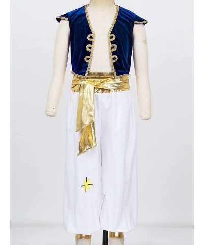 Kids Boys Halloween Cosplay Outfits Arabian Prince Costume Cap Sleeve Top with Pants Two Piece Set $20.83 Kids' Costumes