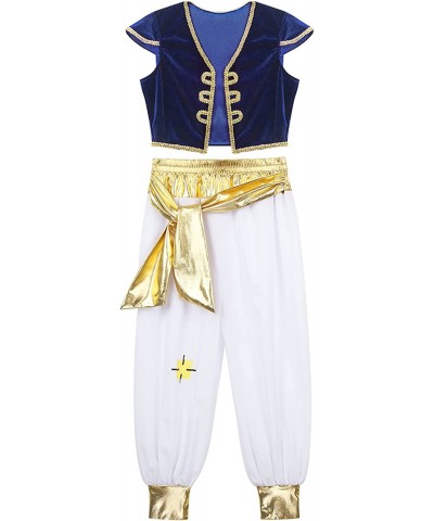 Kids Boys Halloween Cosplay Outfits Arabian Prince Costume Cap Sleeve Top with Pants Two Piece Set $20.83 Kids' Costumes