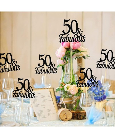 12PCS 50th Birthday Centerpiece Sticks Glitter Number 50 Table Centerpieces Fabulous Toppers for Anniversary Table and Party ...