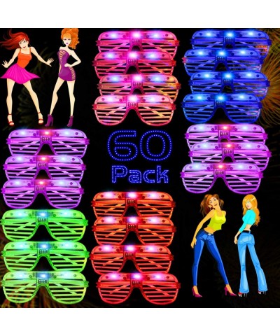 60 Pack LED Party Light Up Glasses 5 Colors Glow in the Dark Shutter Shades Party Favors for Adults Kids Thansgiving Carnival...