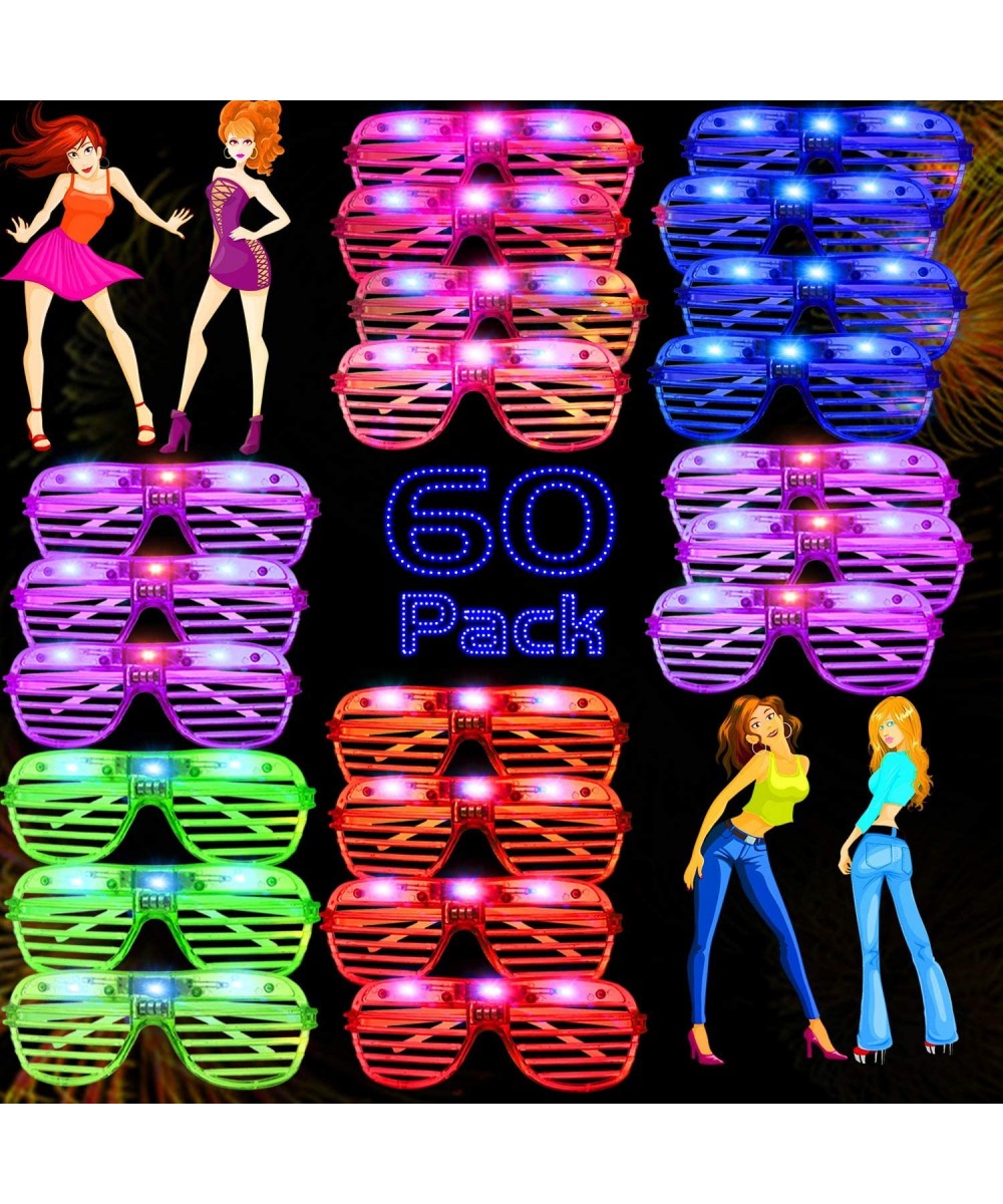 60 Pack LED Party Light Up Glasses 5 Colors Glow in the Dark Shutter Shades Party Favors for Adults Kids Thansgiving Carnival...