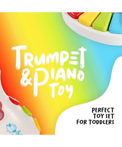 Baby Toddler Piano & Trumpet Musical Toy Set - Popular Childrens Songs Flashing Lights Chunky Buttons for Little Fingers On/O...