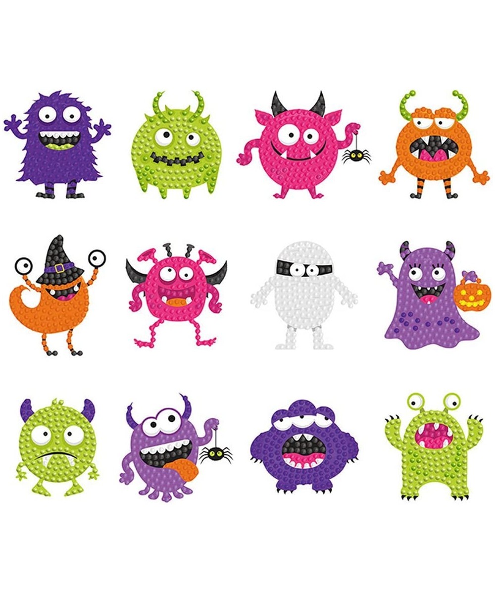 12Pcs Halloween Diamond Painting Stickers DIY Creative Diamond Art Sticker Miniature Gem Crafts Inlay for Beginners Paint-by-...