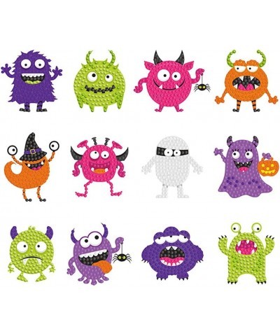 12Pcs Halloween Diamond Painting Stickers DIY Creative Diamond Art Sticker Miniature Gem Crafts Inlay for Beginners Paint-by-...