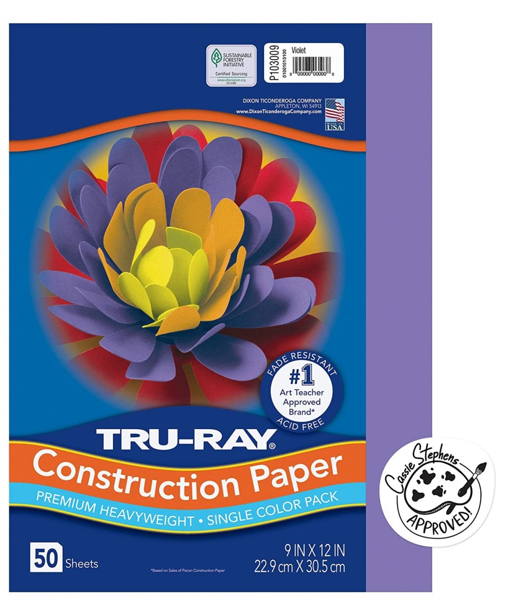 Tru-Ray Heavyweight Construction Paper Violet 9" x 12" 50 Sheets $13.50 Kids' Drawing & Writing Boards