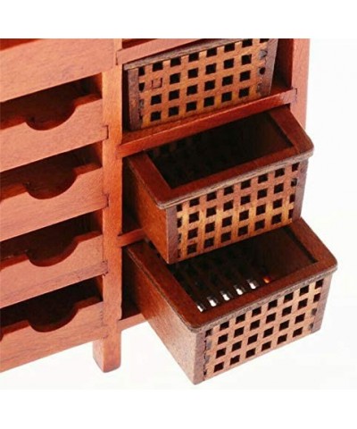 1:12 Dollhouse Miniature Doll Furniture Wooden Wine Cabinet Shelving w/ Drawers Wine Rack with Table Top Dollhouse Furniture ...