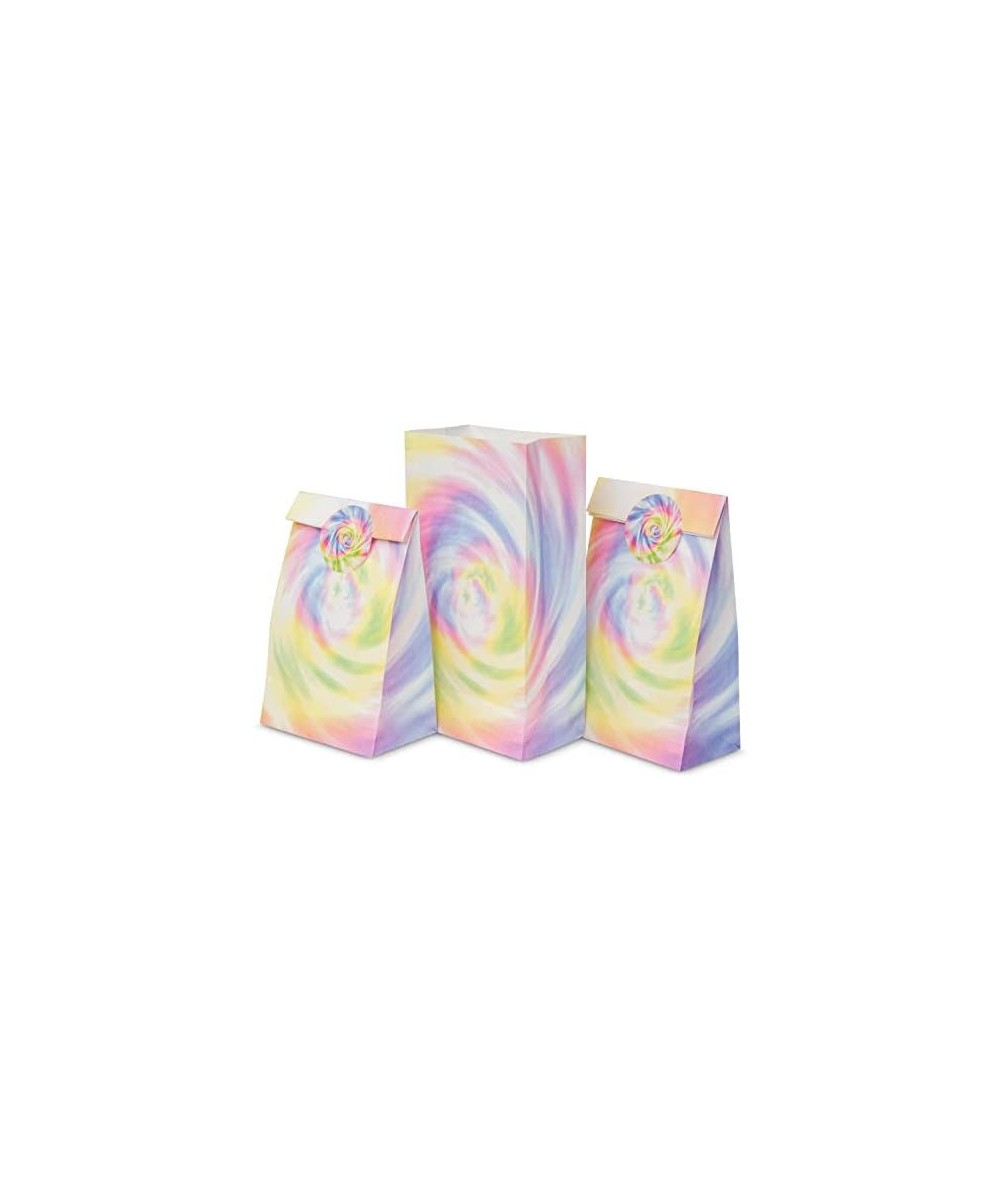 Tie Dye Gift Bags -Set of 24- Muted Tie Dye Goodie Bags and Stickers – Birthday Treat Bags Party Favor Bags for Kids Tie Dye ...