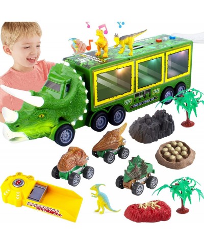 Dinosaur Truck Carrier for Boys and Girls Car Transporter Toy with Light Sound Kids Dinosaur Toys Set with Pull Back Car Laun...