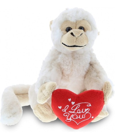 I Love You Plush White Squirrel Monkey - Cute Stuffed Animal with Heart and with Name Personalization for Valentines Annivers...