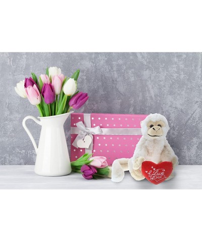 I Love You Plush White Squirrel Monkey - Cute Stuffed Animal with Heart and with Name Personalization for Valentines Annivers...