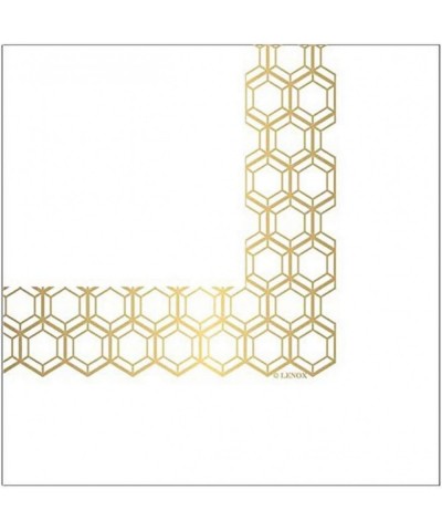 Lenox Prismatic Gold Hexagon Pattern Disposable Beverage and Cocktail Napkins 5'' W x 5'' L 20pcs $12.98 Kids' Party Tableware