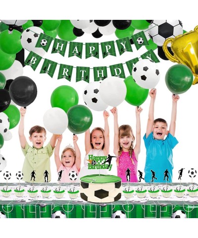 89 Pieces Soccer Birthday Party Decorations Supplies Including Happy Birthday Banner Tablecloth Soccer Balloons Cake Topper a...