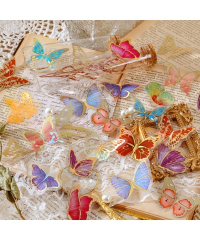 Fairy Gold foil Holographic Stickers Set(120 pieces with 4 Themes)-Resin Transparent Waterproof Stickers Butterfly Flower Vin...