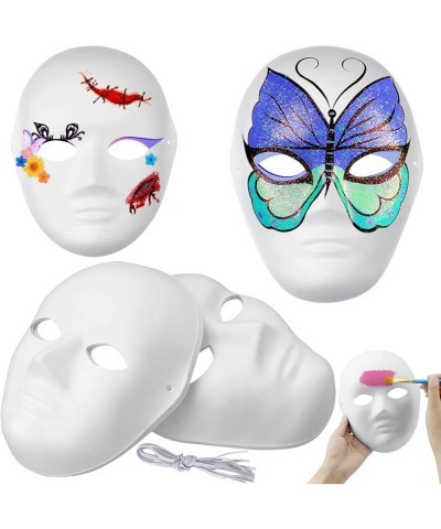 6 Pcs DIY Full Face Masks White Paper Pulp Masks Paintable Blank Mask Masquerade Mask Mardi Gras Mask Party Full Face Masks $...